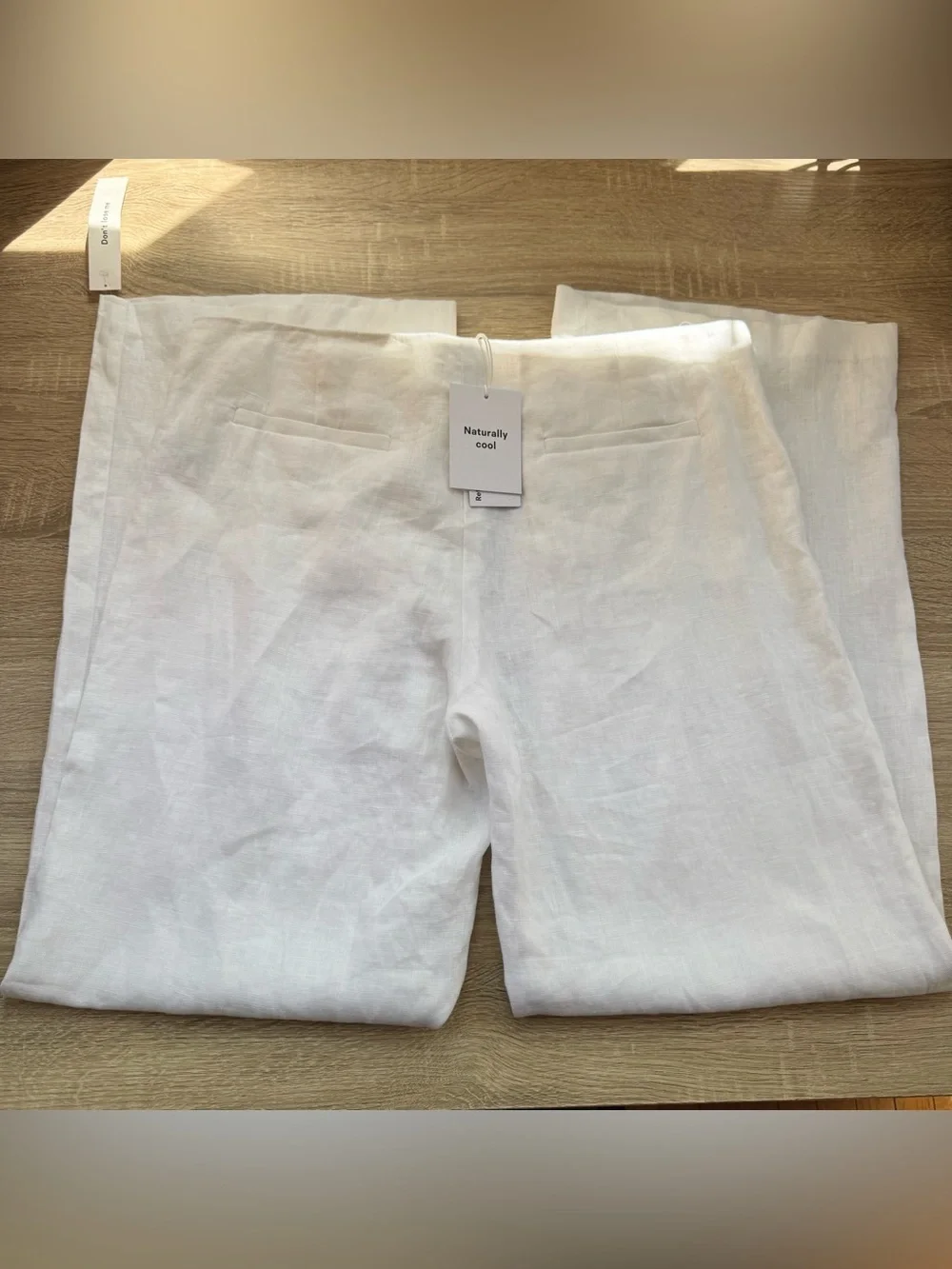 NWT Reformation Vida Linen Low Rise Pants White 10
